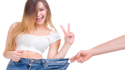 تاثیر ورزش برای حفظ وزن بدن slim woman back with huge pants tape isolated 256