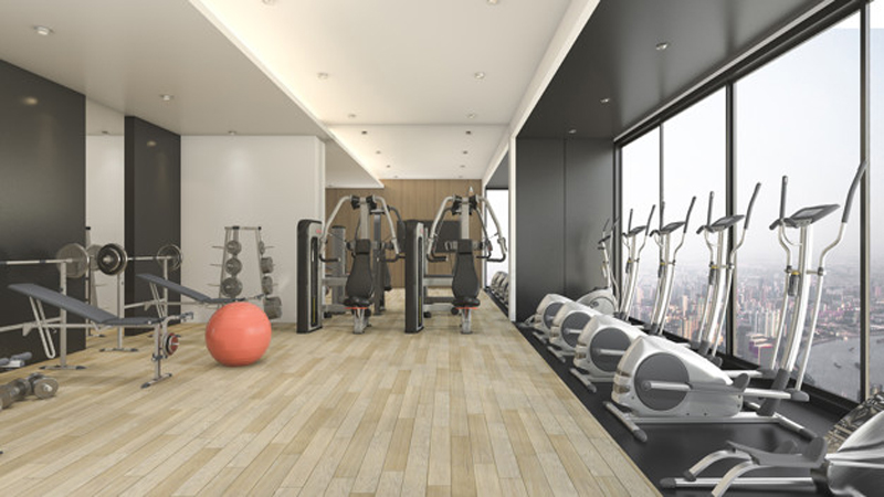 فروش انواع  تجهیزات بدنسازی در فروشگاه بهمن اسپرت (قسمت اول) 3d rendering modern wood black decor gym fitness with nice 800